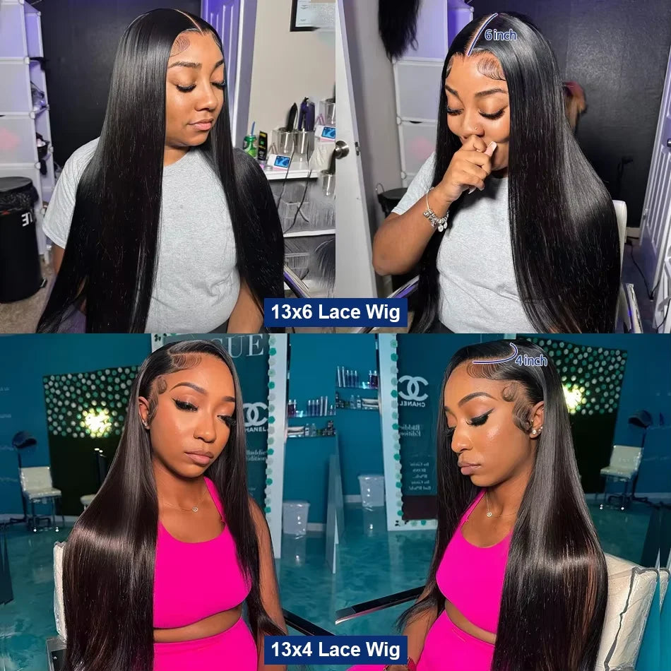 250% Brazilian Straight Human Hair Wigs 13x4 13x6 HD Transparent Lace Front Wigs Pre Plucked Baby Hair Natural Hairline Wigs For Black Women
