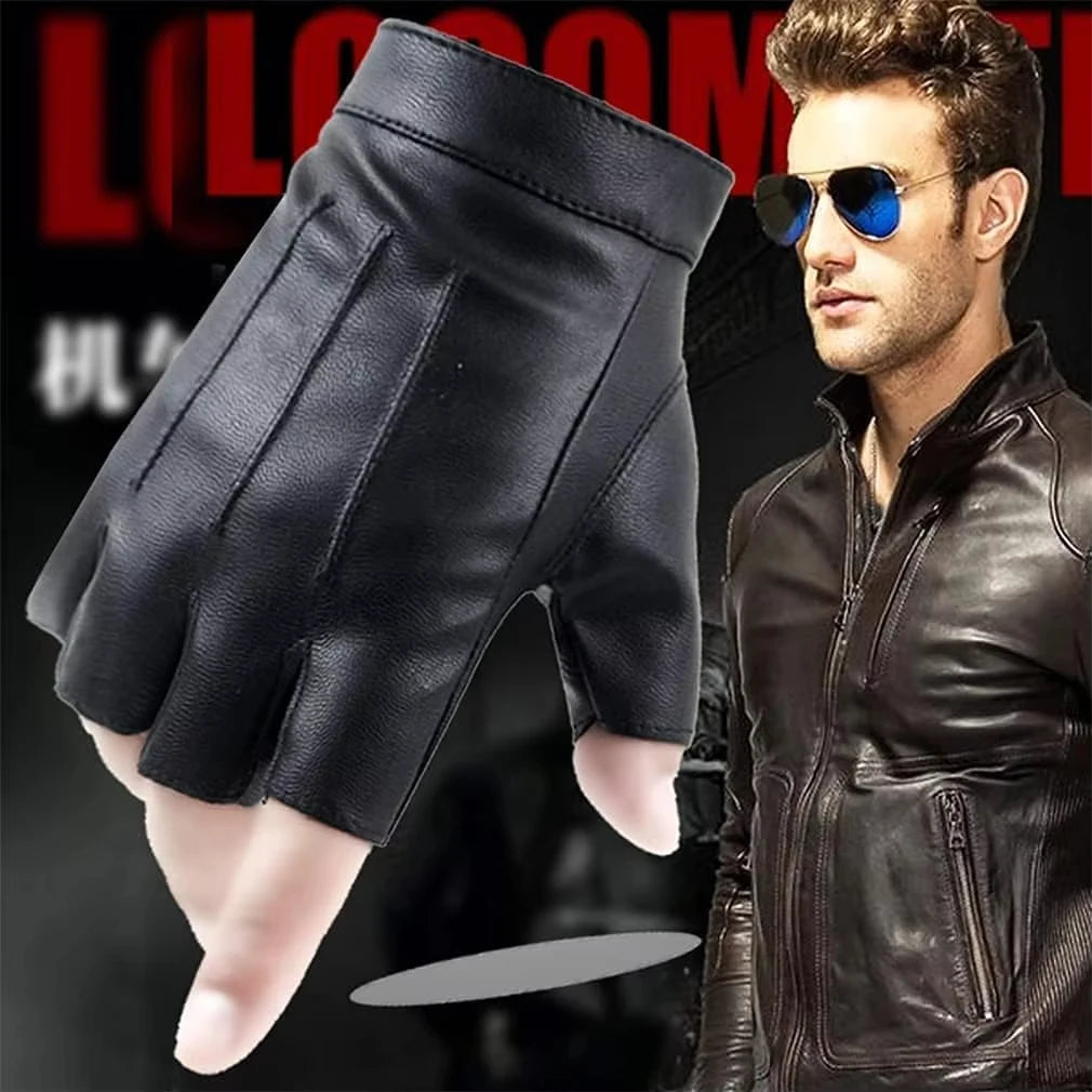 Men Women PU Leather Gloves Lovers Fingerless Mittens Black Half Finger Outdoor Tactical Mens Leather Driving Gloves
