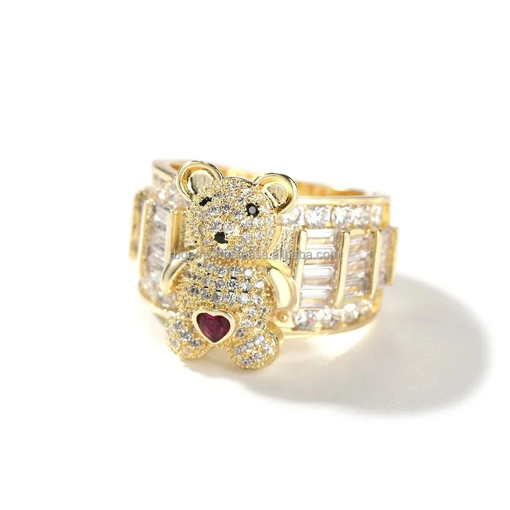 Exclusive Women's Hip Hop Engagement Ring 14K Yellow Gold Natural Round Brilliant Cut Lab Grown Diamond Moissanite IGI Certified