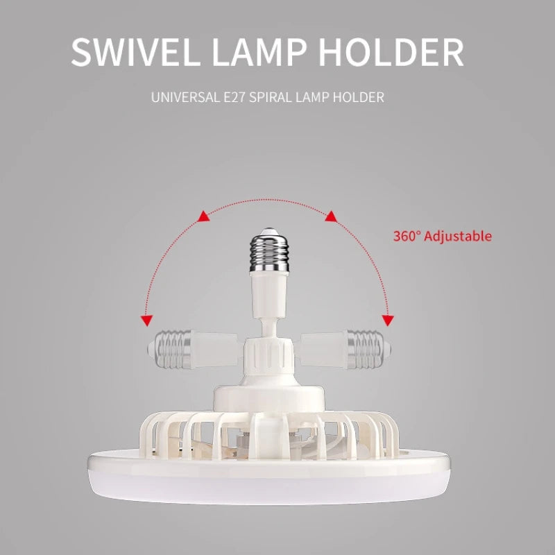 E27 30w LED Ceiling Fan with Light Remote Control Dimmable Ceiling Bulb with Cooling Fan 3 Modes Indoor Bedroom Chandelier