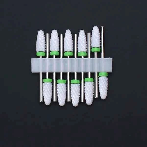 10pcs Ceramic Nail Drill Bits Set Milling Cutter for Electric Manicure Bit Flame Corn Files Pedicure Machine Polish Accesoires