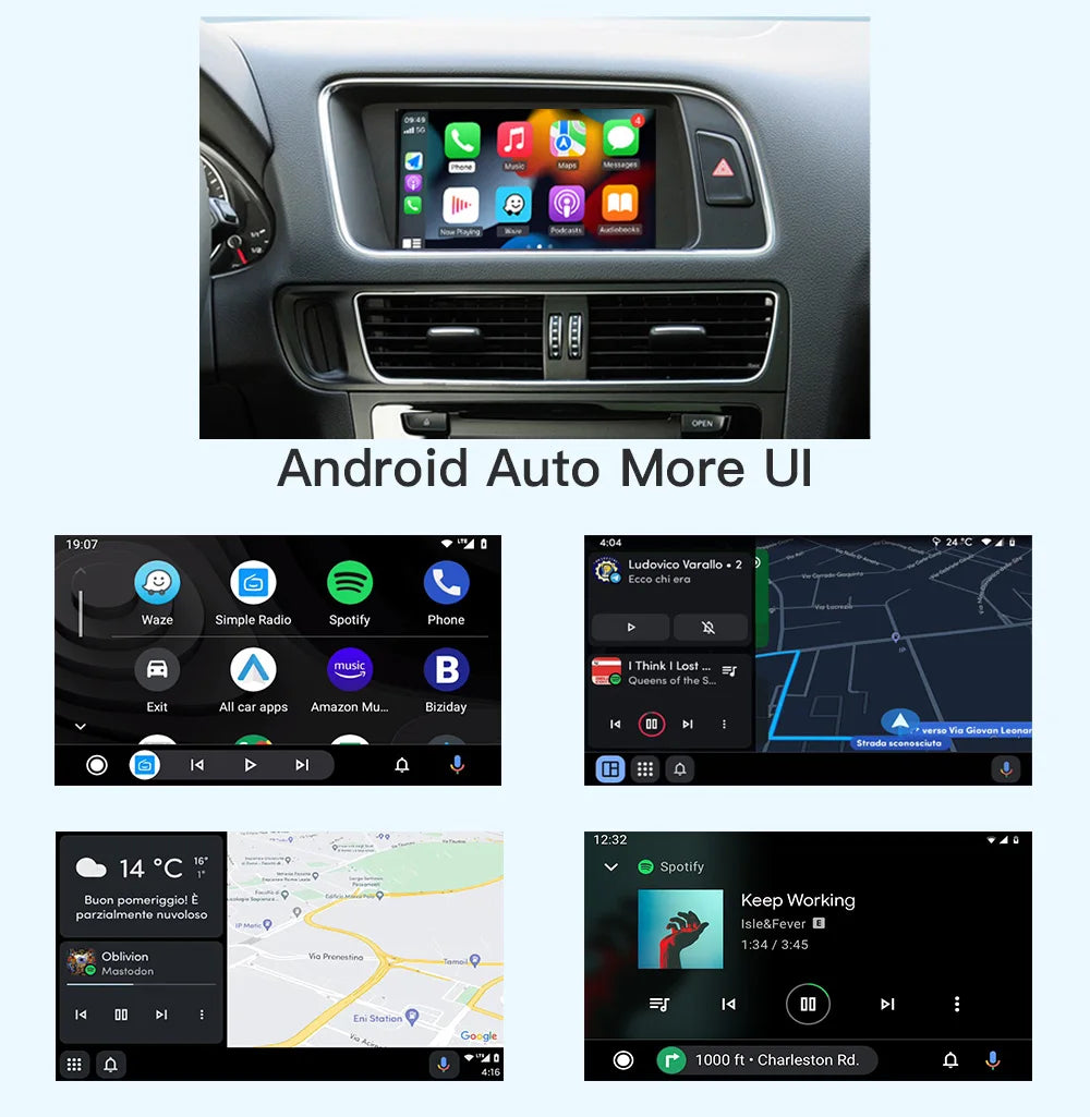 AUTOABC For Audi A4 B8 A5 Q5 S5 2009-2015 Wireless CarPlay Android Auto with mmi 3g with AirPlay Rearview Camera Mirror link