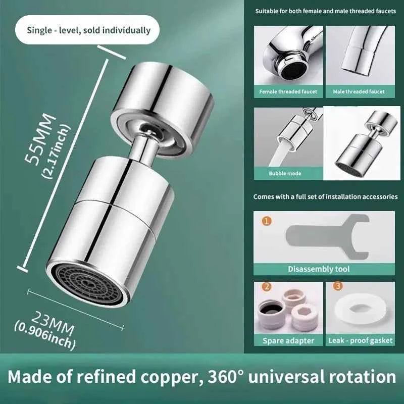 360° Rotary Kitchen Faucet Spray Head Filter washbasin Splash proof Adapter 2 Mode adjustable Kitchen Sink Faucet Aerator