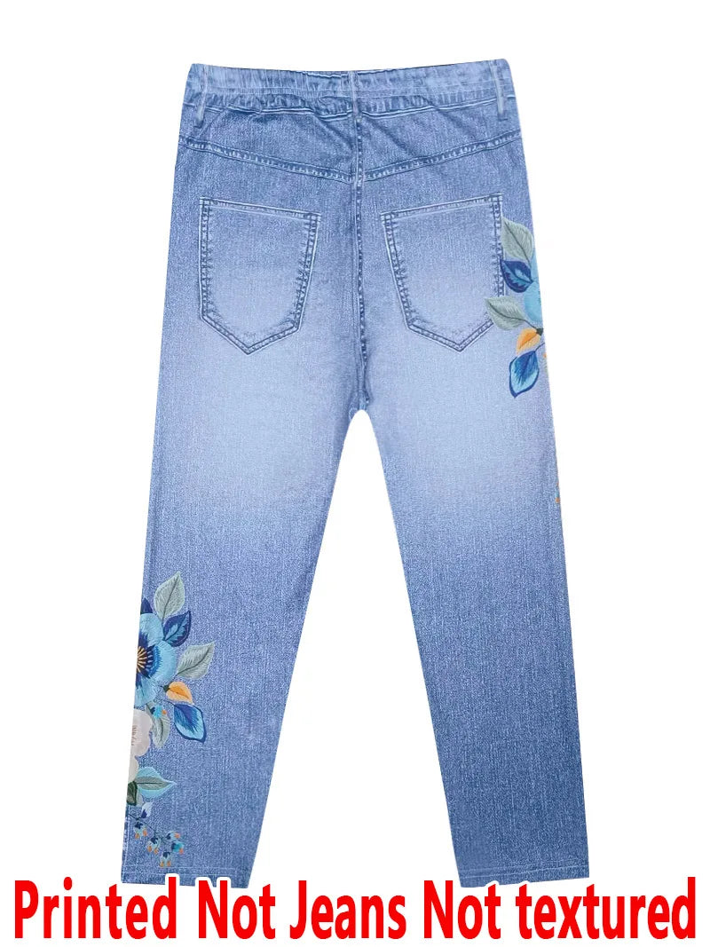 Women’s Floral High-Waist Capri Leggings – Stretch Knit
