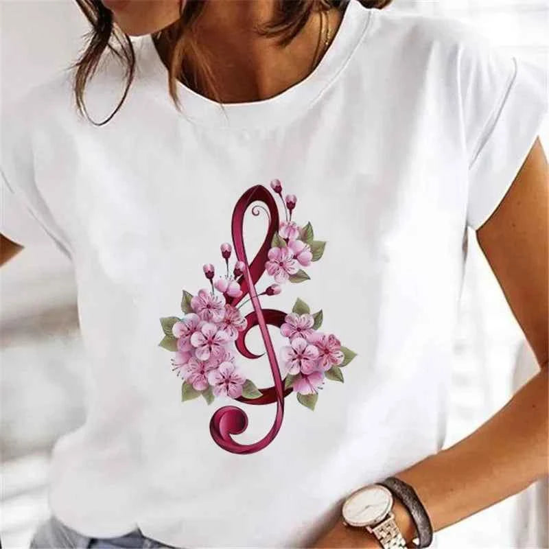 Women's Short-sleeved T-shirt Feather Fashion Print Instagram Base Shirt Women Clothes  Tops  Aesthetic Clothes Graphic T Shirts