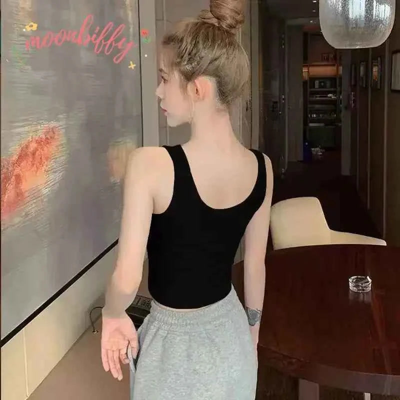 Fashion Sexy Women Candy Colour Tanks Tops Short 100% Cotton Casual Camisole Tube Top Female Sleeveless Cropped Vest