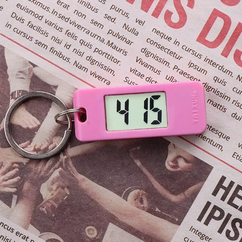 Mini Electronic Clock Keychain, Digital LED Time Display Student Elliptical Watch, Portable Wall Clock Keyring for Bag Backpack