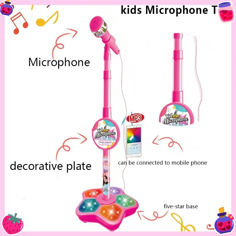 Kids Microphone with Stand Karaoke Song Machine Music Instrument Toys Brain-Training Educational Toys Birthday Gift for Girl Boy