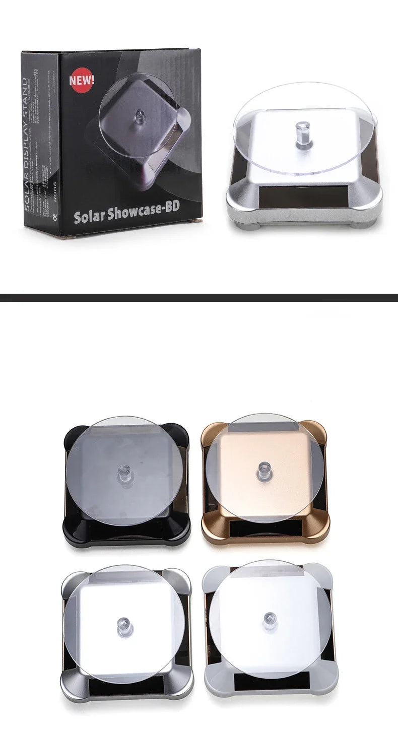 Solar Showcase 360 Automatic Rotating Turntable Jewelry Organizer Jade Ware Necklace Bracelet Watch Phone Display Stand