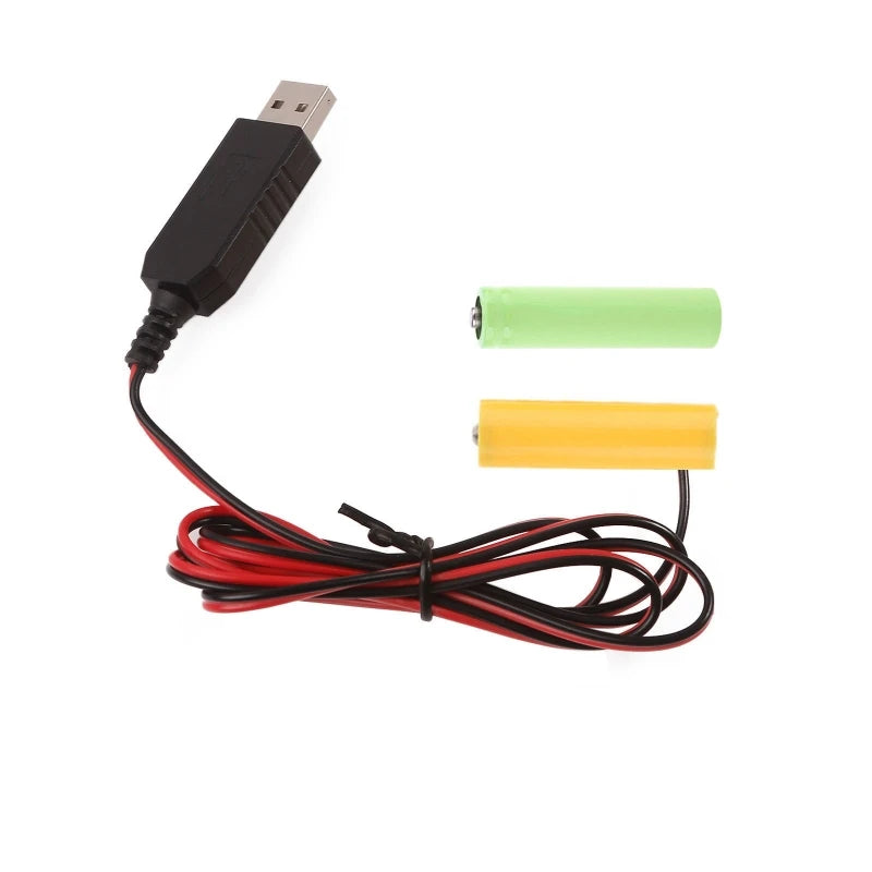 AA Battery Eliminator Cable USB Input 5V2A AA Dummy-Battery Output 1.5V/3V/4.5V/6V Power Adapter Cord