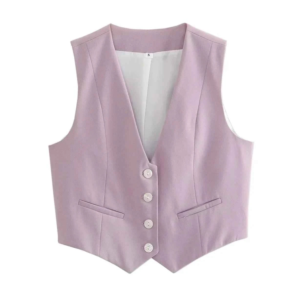 HH Women Fashion Solid Suit Vest Sleeveless Cropped Waistcoat Tops Vests Spring Summer Casual Office Lady Chic Tops