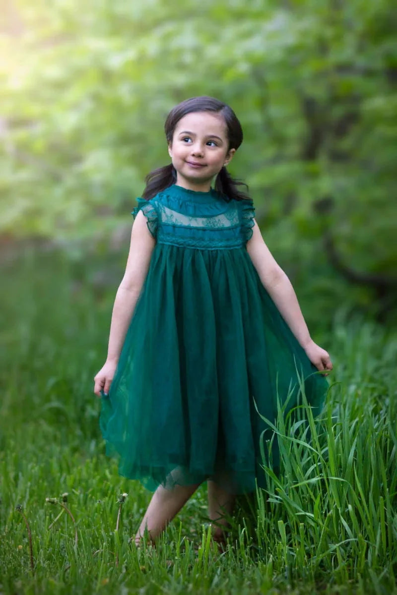 Bohemia Summer Dress For Girls Tulle Lace Sleeveless Princess Flower Girls Wedding Birthday Ball Gown Party Dresses Clothes