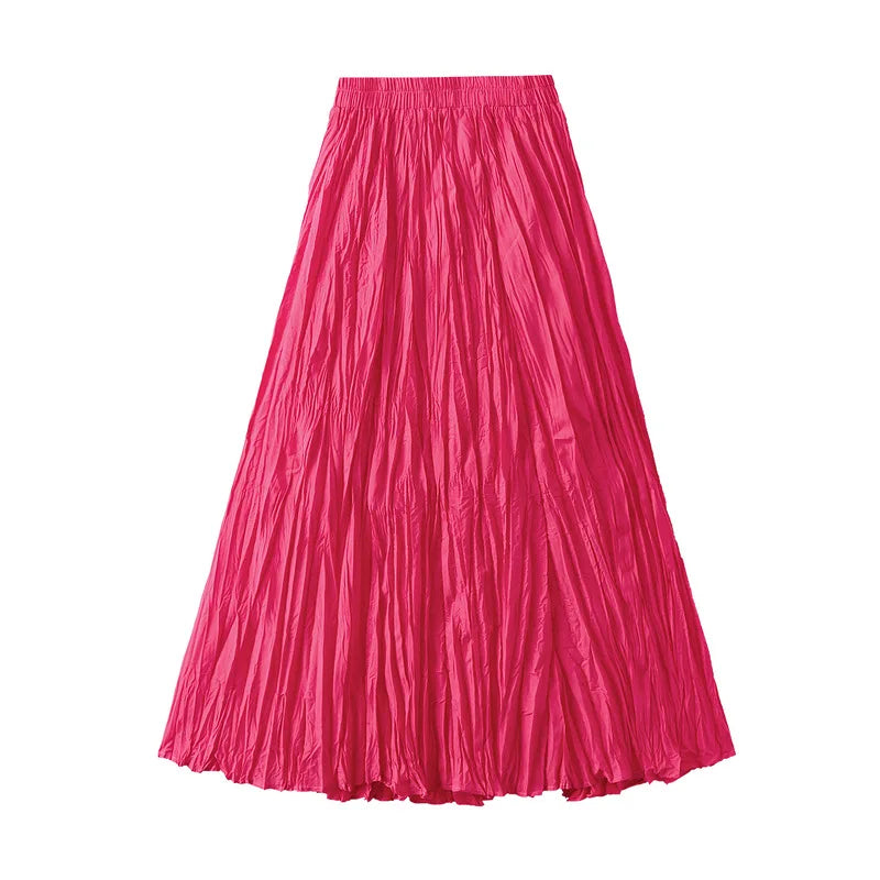 Fashion Pleated A-line Skirts for Women Casual Saia Midi Harajuku Long Skirt Jupe Femme Vintage Streetwear Faldas Woman Clothes