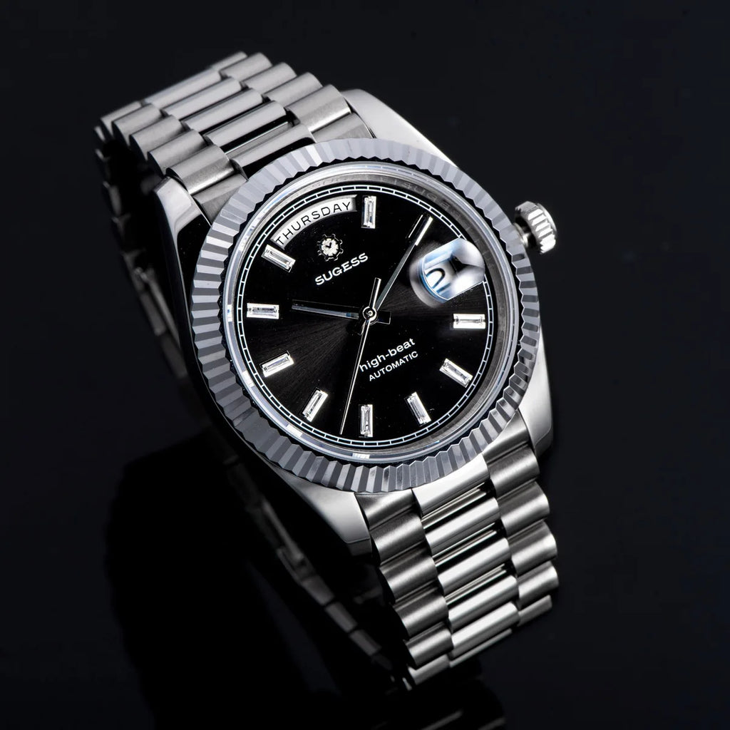 Sugess 40mm Men's Watches Automatic Date Mechanical Day Wristwatch Peacock SL3034 Movement Sapphire Waterproof Luxury Retro New