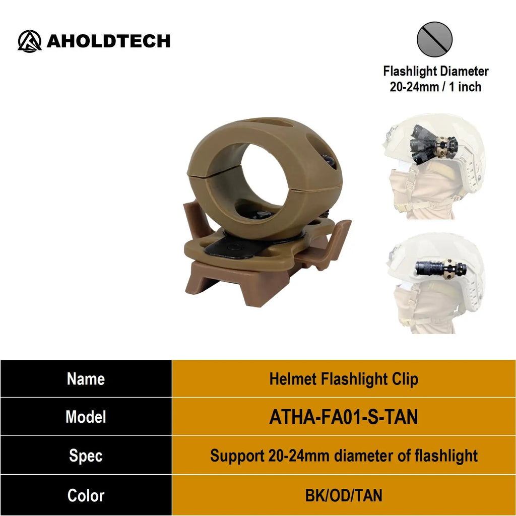 Aholdtech Tactical Bulletproof Helmet Accessories Flashlight Holder Light Clamp And NVG Mount Connector for Gopro Hero Cameras