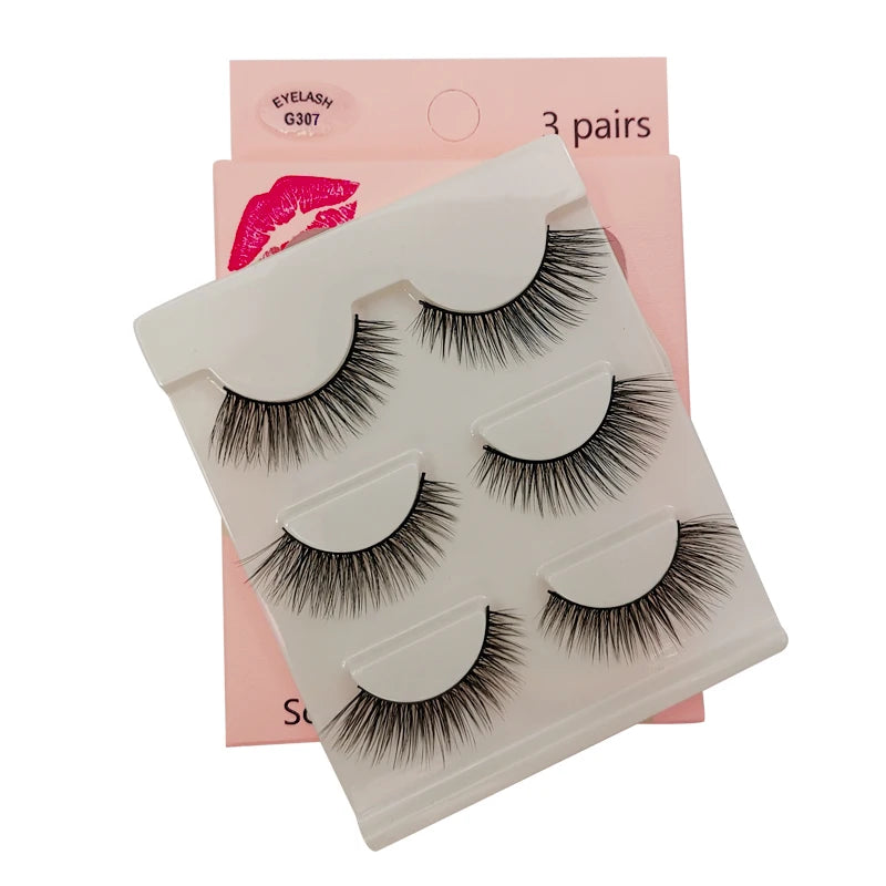 SHIDISHANGPIN 3 pairs 27 styles 3D Faux Mink Hair Soft False Eyelashes Fluffy Wispy Thick Fake Lash Handmade Eyelash Eye Makeup