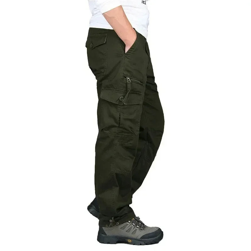 New Men's Pants Multi Pockets Baggy Men Outwear Straight Slacks  Workout Pants Outwear Casual Cotton Long Trousers