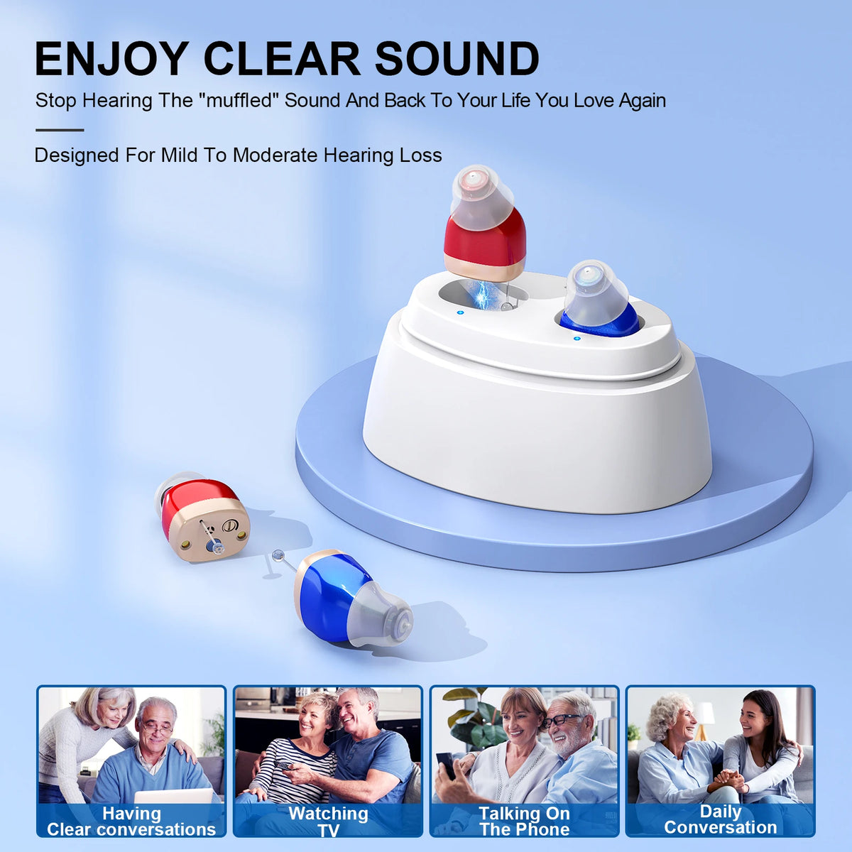 Rechargeable In-Ear Hearing Aids – Noise Reduction Sound