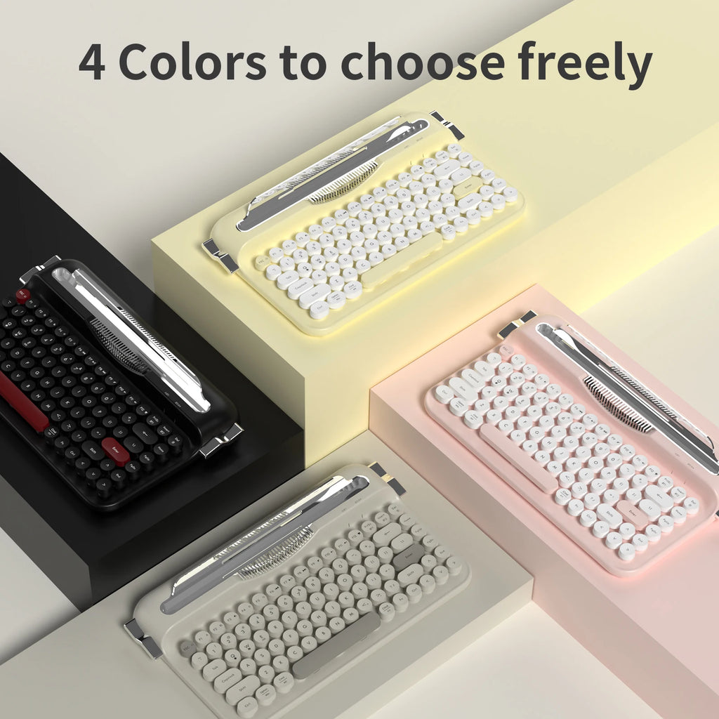 AJAZZ Multl-Device Keyboard Dual Mode 2.4G/Bluetooth5.0 With Card Slot Bracket Position Typewriter Office Membrane Keyboard AF84