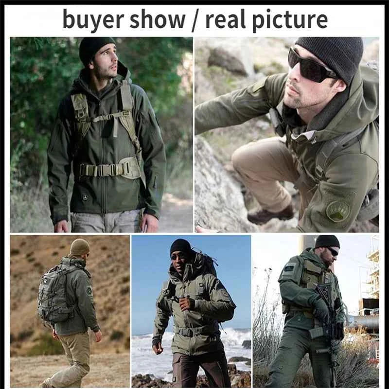 Winter Autumn Tactical Jackets Elastic Men Fleece Waterproof Suits Fishing Warm Hiking Camping Tracksuits Set Hood Coat S-5XL