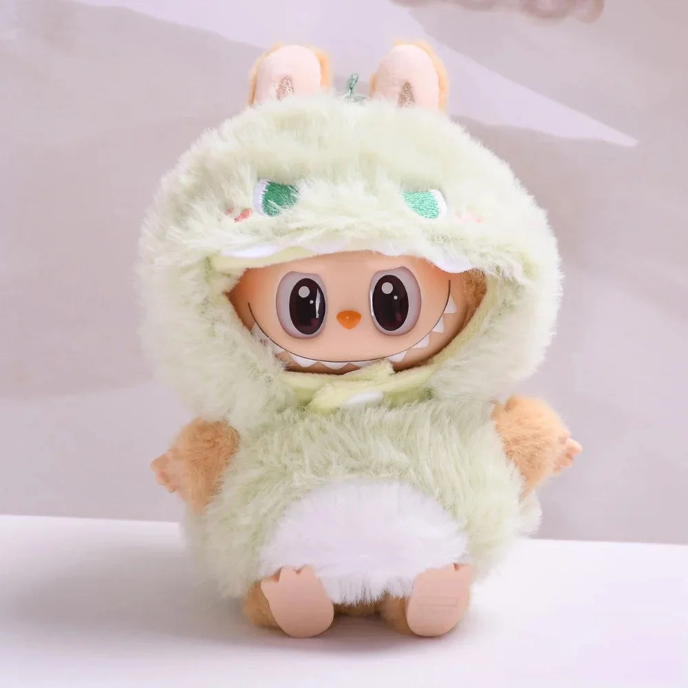 Doll Clothes For 15-17cm Labubu Pendant Sitting Baby Bee Dinosaur Shark Labubu Dolls Accessories Cute Decoration Little Clothes