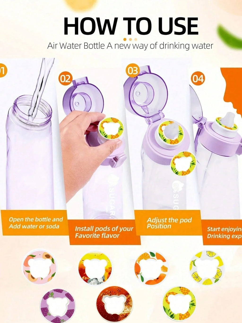 1pc Multi Flavour Fruit Flavour Rings For Water Cups, Little Bear Shape Flavour Rings For Water Cups Flavour Rings Drinking Tool