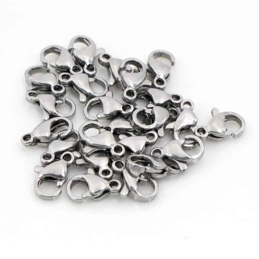 30pcs/lot 12*7mm 10*5mm Stainless Steel Gold Plated Lobster Clasp Hooks for Necklace&Bracelet Chain DIY Fashion Jewelry Findings