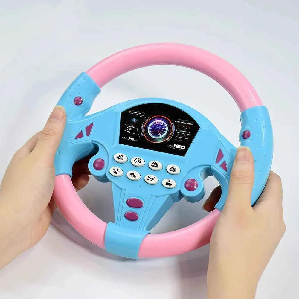 Eletric Steering Wheel Toy with Light Sound for Baby Kids Educational Portable Simulated Driving Steering Wheel Vocal ToysToys