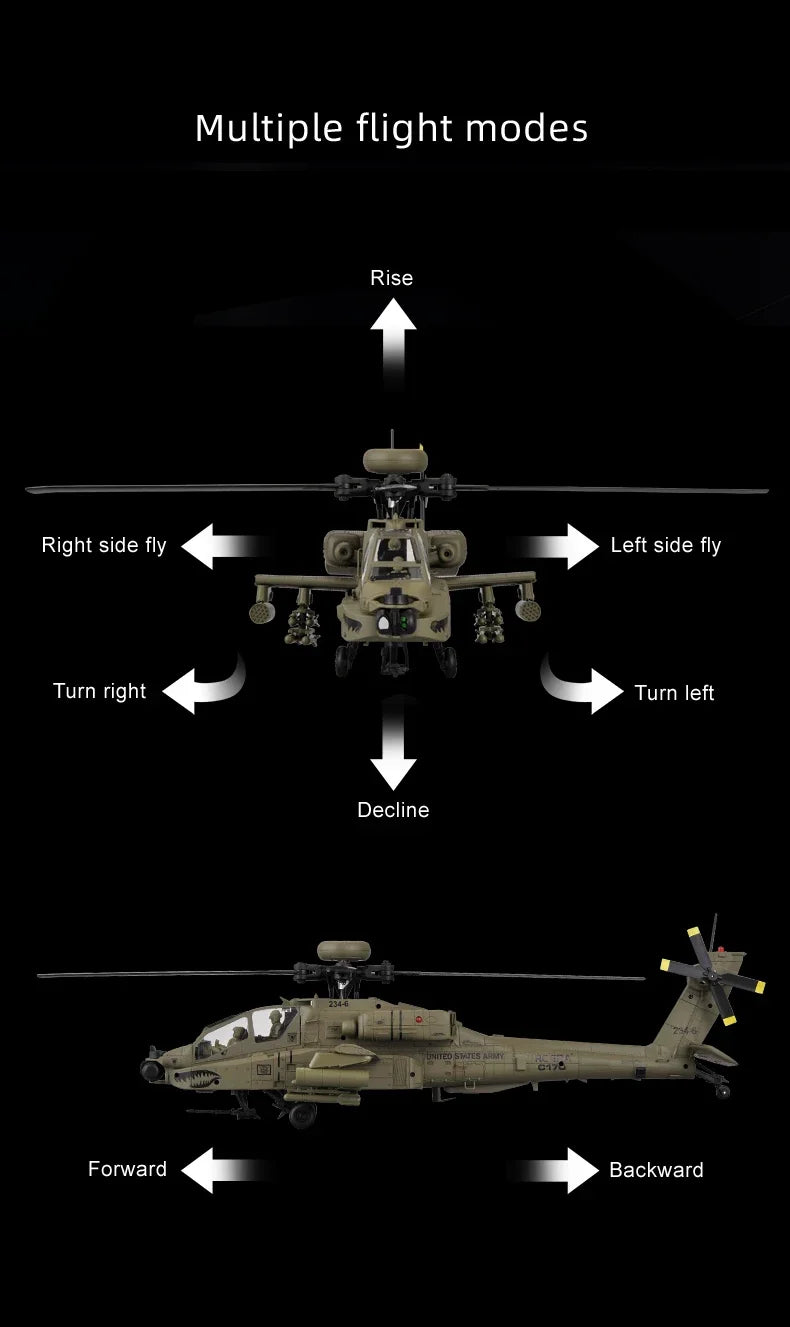 NEW RC ERA C170 RC Helicopter 6CH Optical Flow Positioning Apache Brushless Stunt Armed RC Helicopter Model One-key Inverted Toy