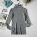 2026 Nouveau pull à col roulé simple pour femme, pull tricoté élastique pour l'hiver, pull décontracté de couleur unie, noir, hauts basiques pour femme