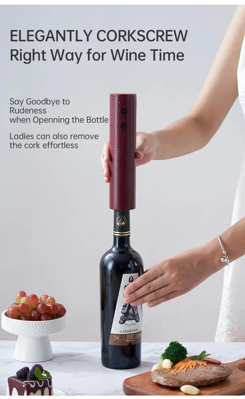 Electric Wine Bottle Opener Charged Automatic Reusable Easy Carry Red Wine Opener Gift for Waiter Women Home Kitchen Party Bar
