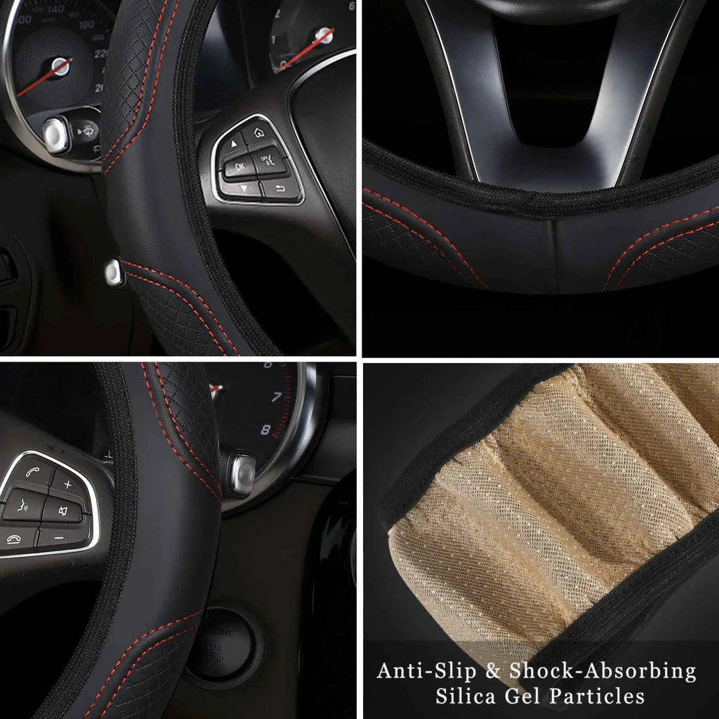 The car steering wheel cover has no inner ring Steering Wheel Cover Anti Slip Breathable  Cover Universal Microfiber Leather
