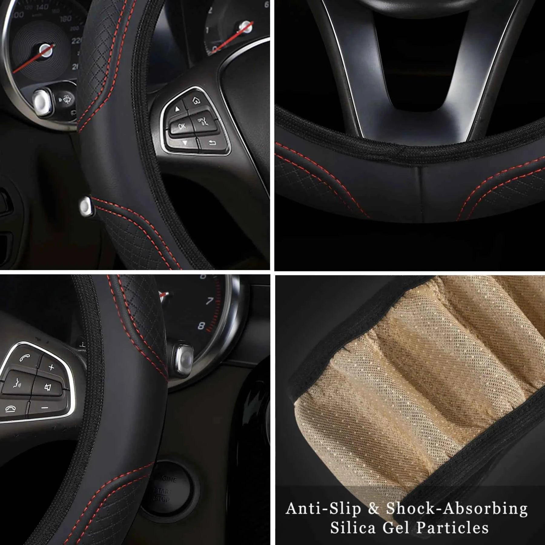 The car steering wheel cover has no inner ring Steering Wheel Cover Anti Slip Breathable  Cover Universal Microfiber Leather