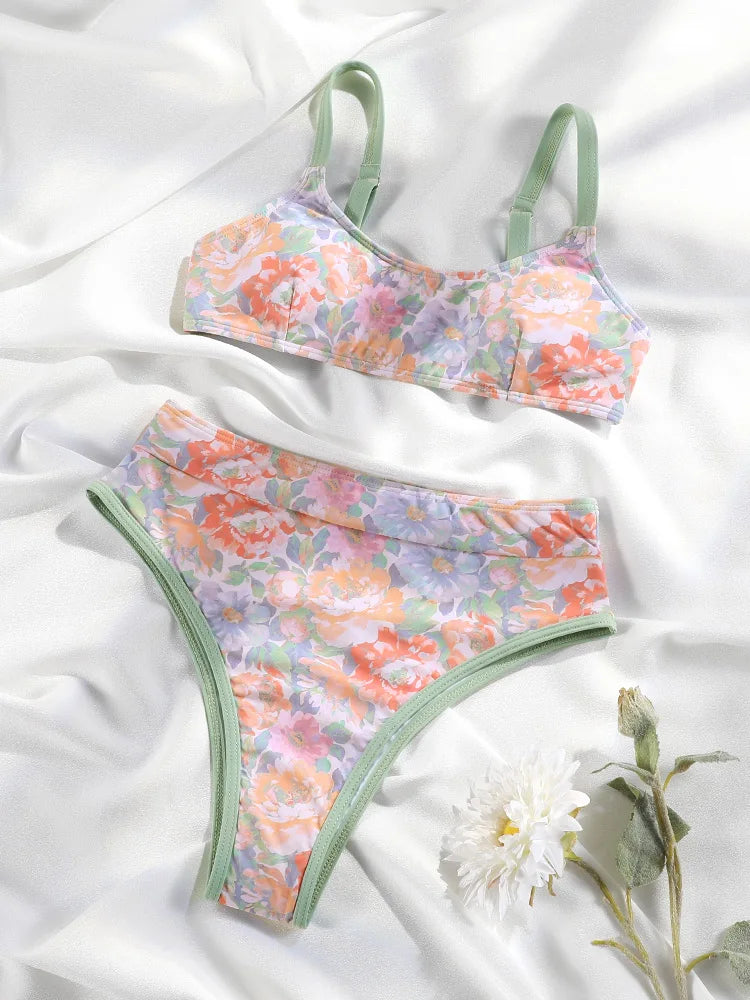 Miyouj Women's Bikini Set Push Up Bathwear 2026 Biquinis Female Swimsuits Print Two-Piece Set High Waist Bathsuits Sexy Swimwear