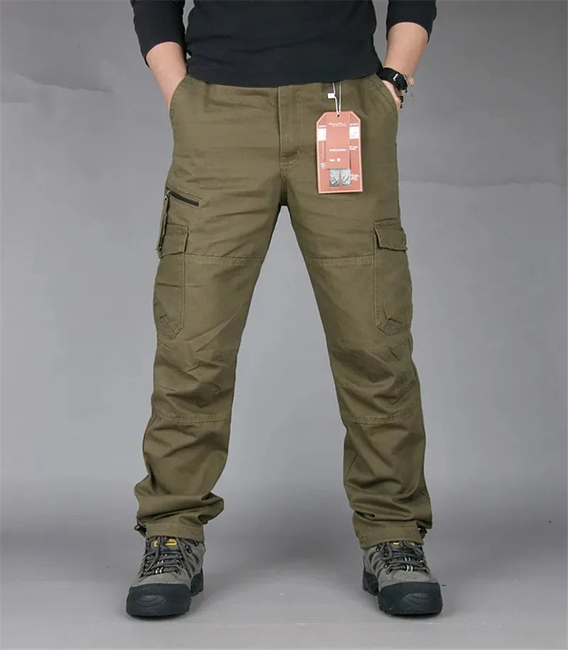 New Men's Pants Multi Pockets Baggy Men Outwear Straight Slacks  Workout Pants Outwear Casual Cotton Long Trousers