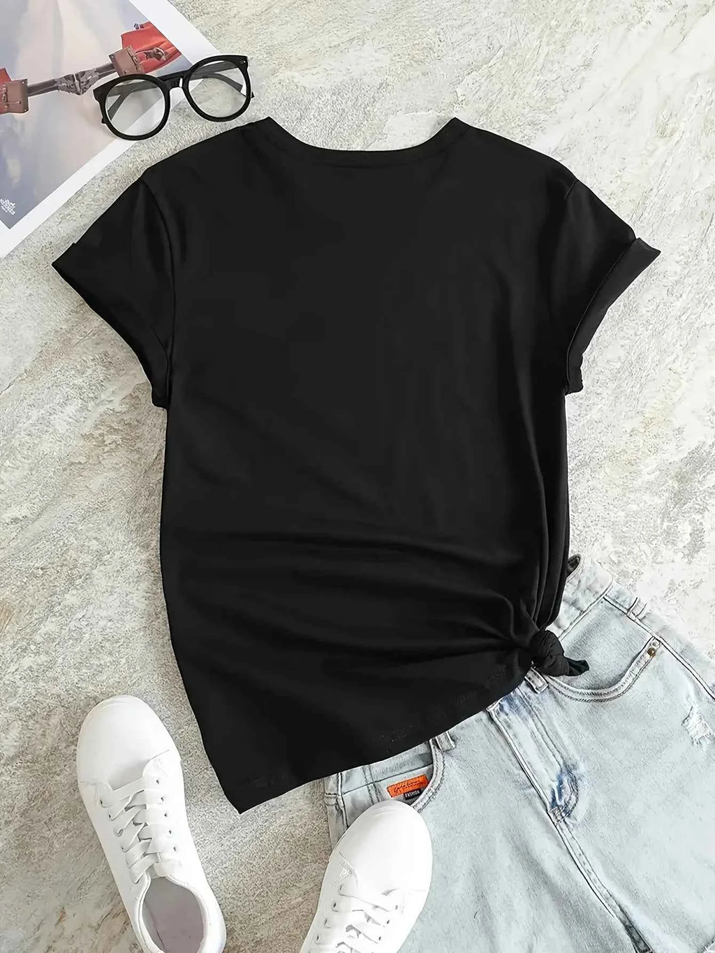 Heart Print T-shirt Short Sleeve Crew Neck Casual Summer Summer Short Sleeved Harajuku Streetwear Tops Tees Aesthetic Clothes