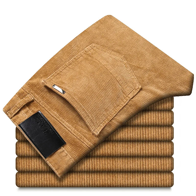 6 Color Men's Thick Corduroy Casual Pants 2023 Winter New Style Business Fashion Stretch Regular Fit Trousers Male Brand Clothes