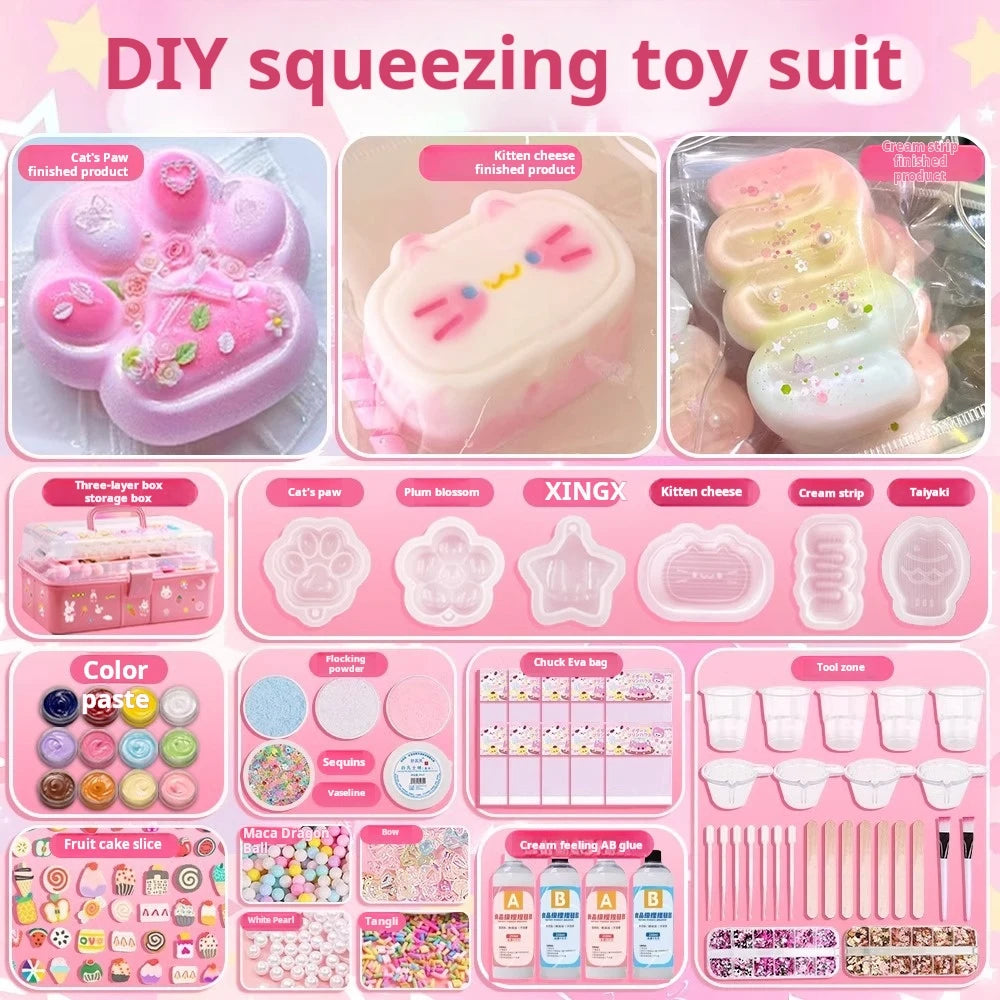 Liquid Silicone Squishy Maker Kits for Taba Squishy DIY Squishy Making Kit Art Crafting Molding Supplies Sets Decompression Gift