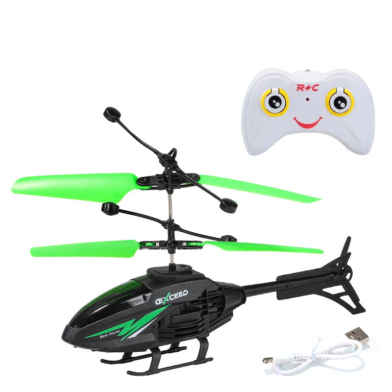 RC Helicopter 2CH Induction Remote Control Floating Airplane Gesture Control Aircraft Suspension Quadcopter with LED Kid Gift
