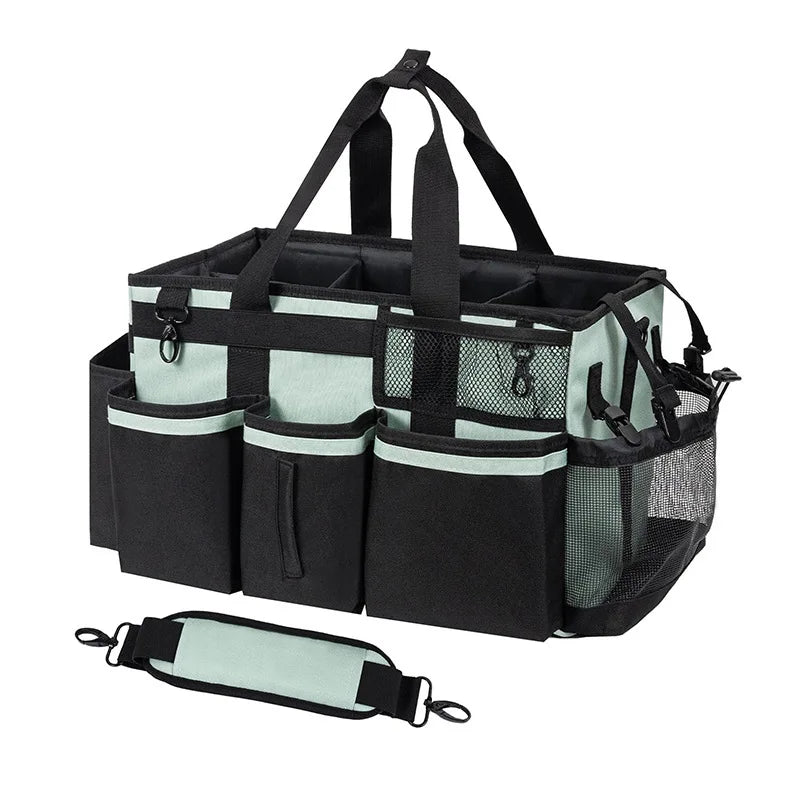 green Color Oxford Cloth Cleaning Caddy Bag For Tools And Supplies