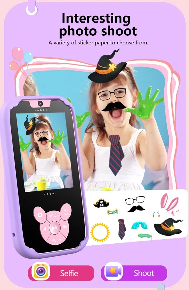 Interesting Kids Smart Learning Phone,8GB Memory Game Gift Educational Toy with Dual Camera &Music Player for Ages 3-12 Birthday