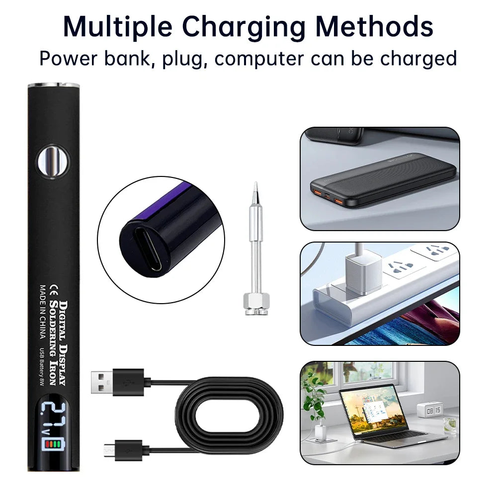 510 Smart Soldering Iron Kit Adjustable Voltage USB Powered Perfect for Electronics Enthusiasts and DIY Tasks
