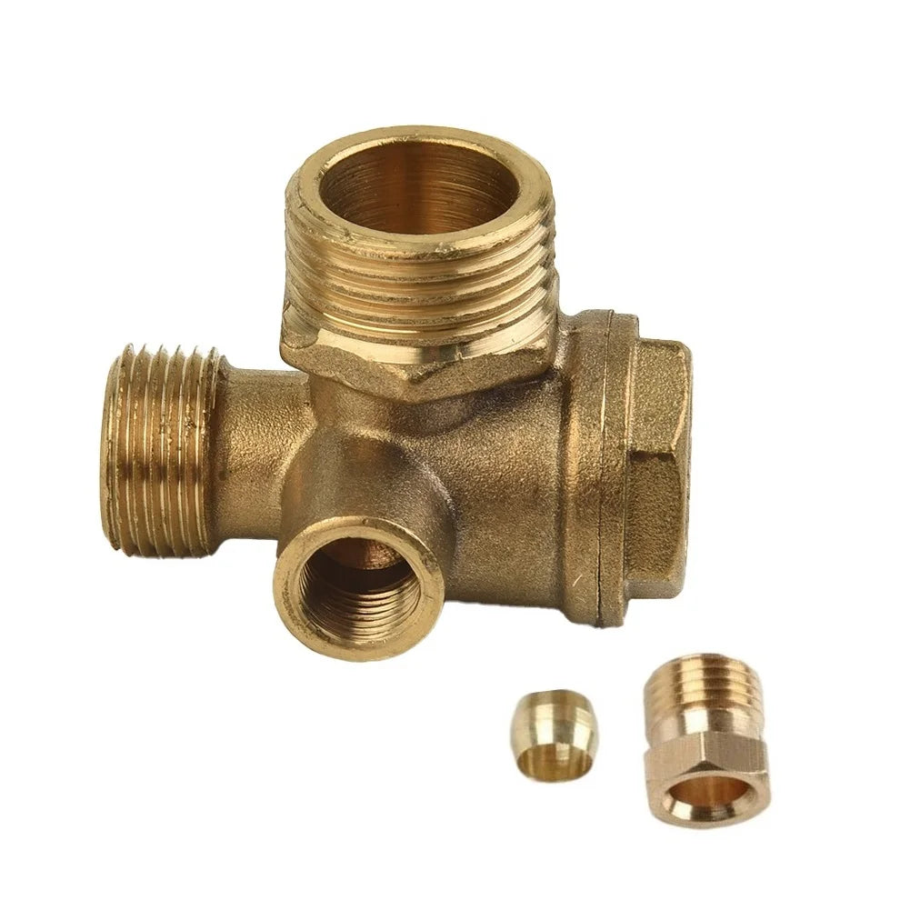 G1/2 3-Port Air Compressor Check Valve Connect Pipe Fittings Check Valve Connector Air Compressor Replacement Pneumatic Parts