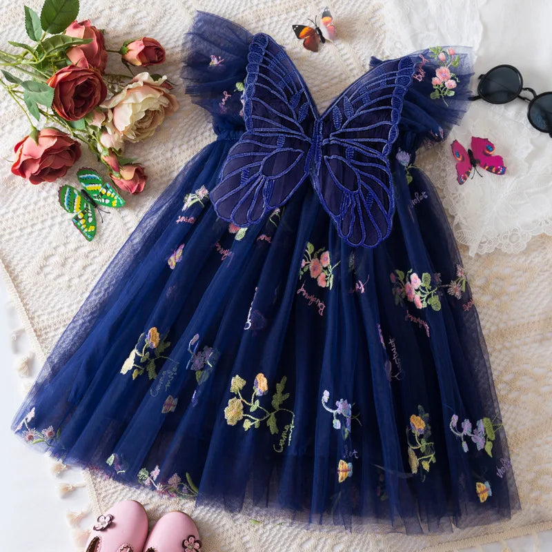 Girls' Dress Summer Floral Mesh Baby Girls Dress Adorable Wedding Flower Girl Dress Baby Girl Clothe