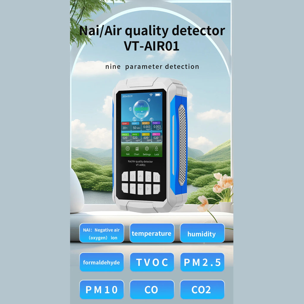 Portable Air Quality Detector Ionizer Meter with Alarm Function - Negative Ion Concentration Temperature Humidity Tester