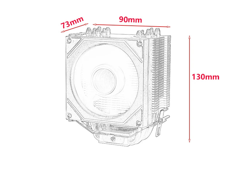CPU Efficient Cooler Fan 90mm 4pin/PWM PC Tower Type Radiator 2/4/6 Heat Pipe Install LGA2011 X79 X99 115x 1200 1700 AMD AM3 AM4