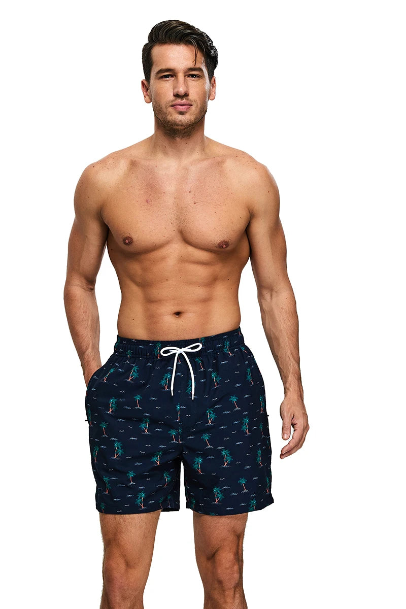 ESCATCH 2026 Summer New Arrival Mens Shorts 2 in 1 Quick Dry Gym Printing Swim Trunks Beach Side Zipper Pockets Swimsuit