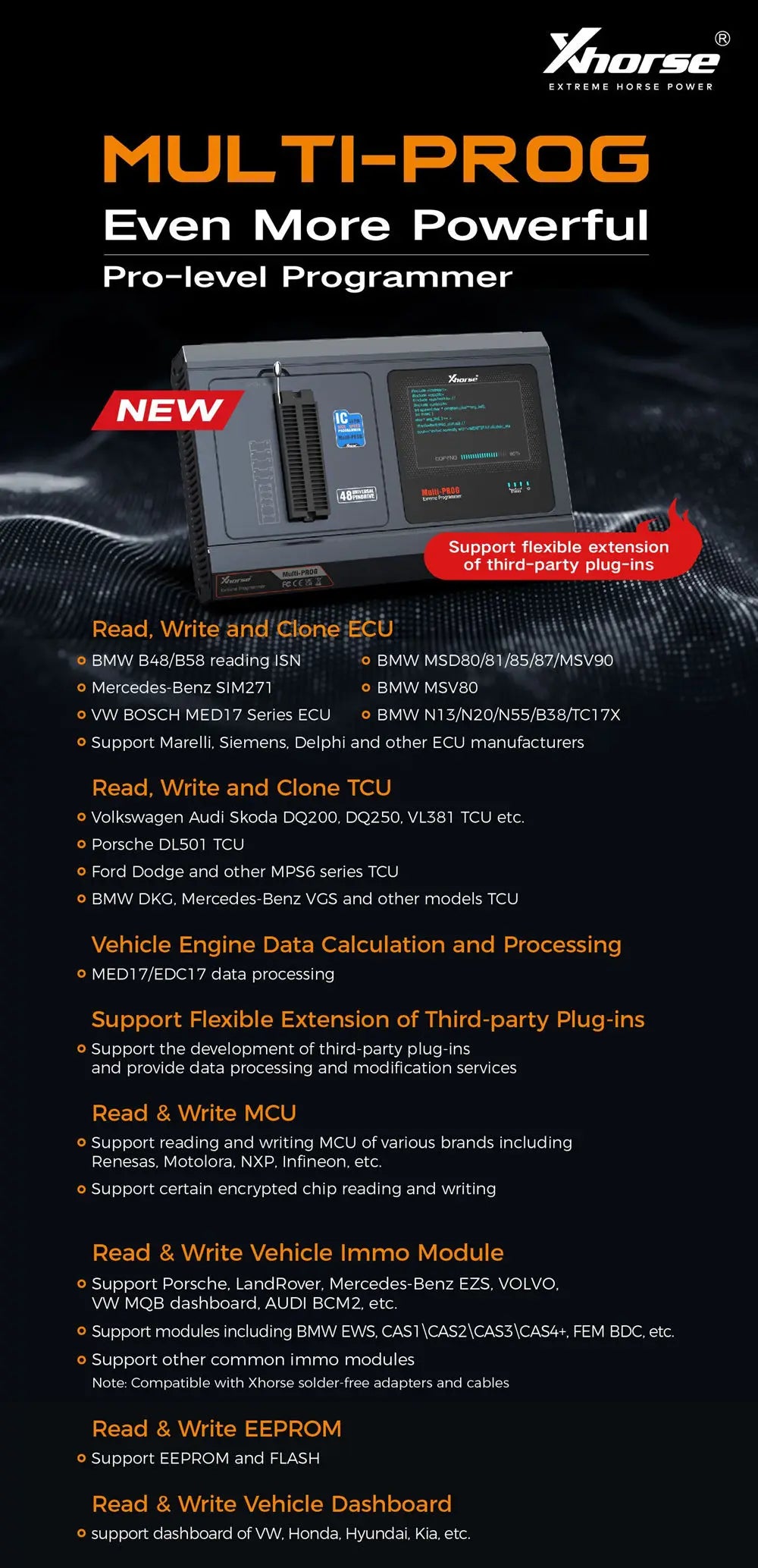Xhorse Multi-Prog Multi Prog ECU TCU Programmer Update Version of VVDI Prog with Free MQB48 License
