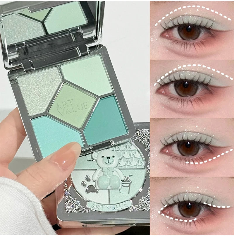 5 Colors Eyeshadow Palette Purple Glitter Pearlescent Matte Eye Shadow Shimmer Makeup Long Lasting Women Beauty Eye Cosmetics