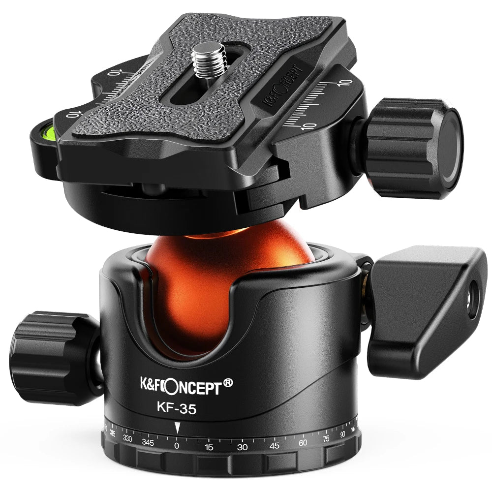 K&F CONCEPT Professional Tripod Ball Head 360° Rotation Panoramic 1/4" to 3/8" Srew Adapters BallHead for Tripod Monopod Camera
